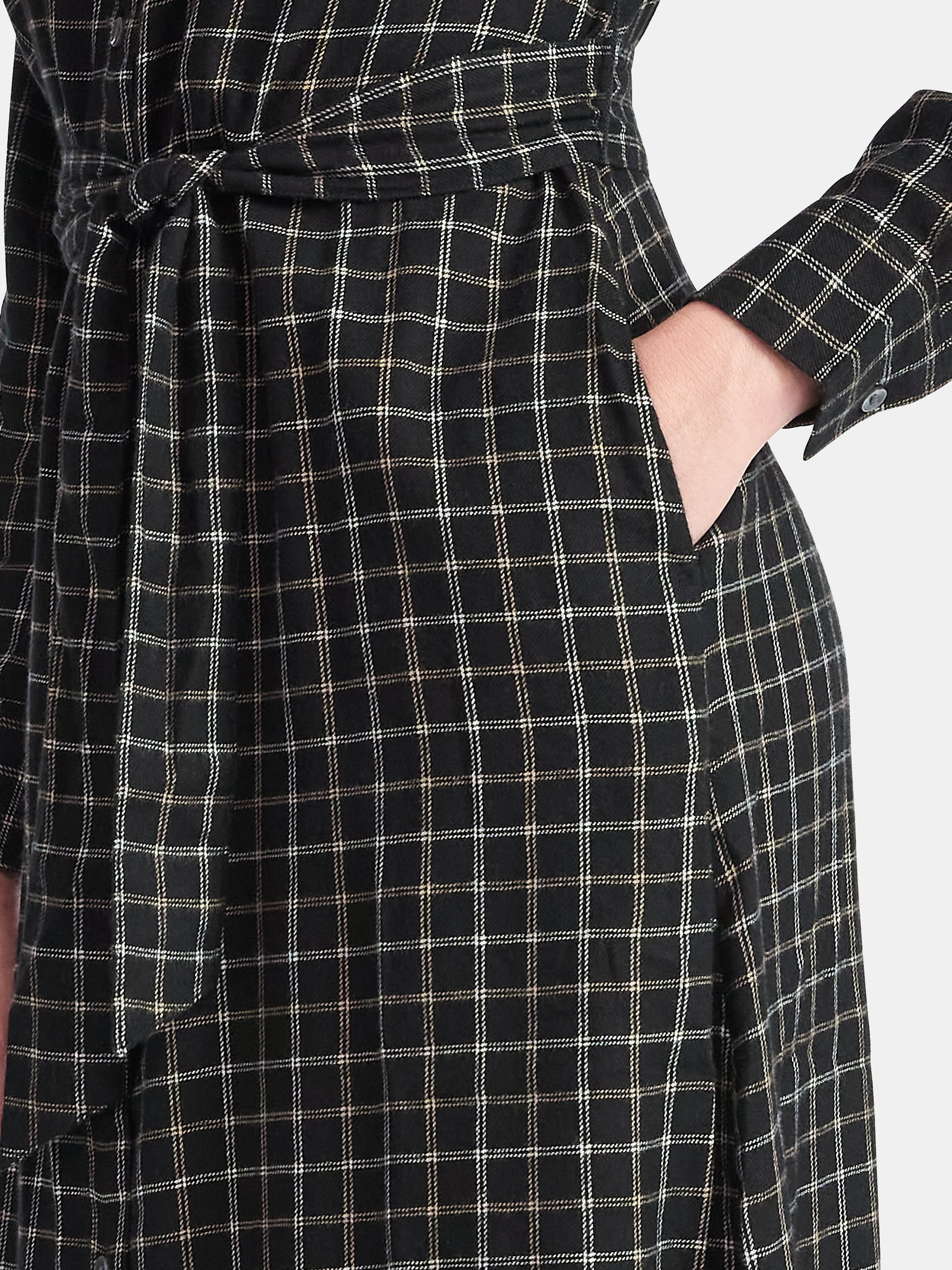 Time and Tru Women's Plaid Shirt Dress with Long Sleeves, Sizes XS-XXXL