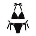 thumbnail image 4 of Naittoop Women Bikini Sets String Halter Two Piece Sexy Swimsuit Solid Color Bathing Suit, 4 of 5