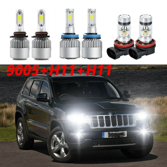 For Jeep Grand Cherokee 2015-2018 Combo LED Headlight Fog Light Bulbs Kit 6000K