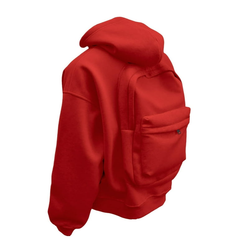 Hoodie voor mannen, Zip Up Travel Hoodie met ingebouwd, creatief casual grijs sweatshirt voor campus, reizen, wandelen, Meerkleurig, XXL