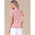 thumbnail image 3 of DARING DIVA Women's Eyelet Tops V Neck Short Sleeve Knit Button Down Shirts S Pink, 3 of 6