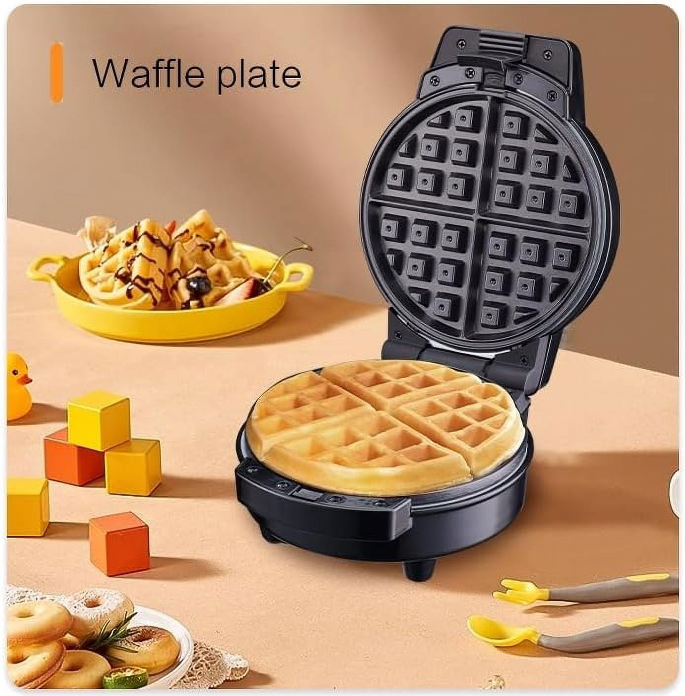 Mini Waffle Maker, 3-in-1 Small Waffle Maker, Mini Waffles, Pancake Set, including Mini Pancake Maker, Donut Maker, Waffle Maker, Non-stick Waffle Maker, Suitable for Home Use, (Black)
