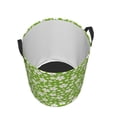 thumbnail image 3 of Balery Green White Flowers Round Laundry Basket with Handles Waterproof Freestanding Laundry Hamper for Clothes Toys in the Dorm and Family-Small, 3 of 8