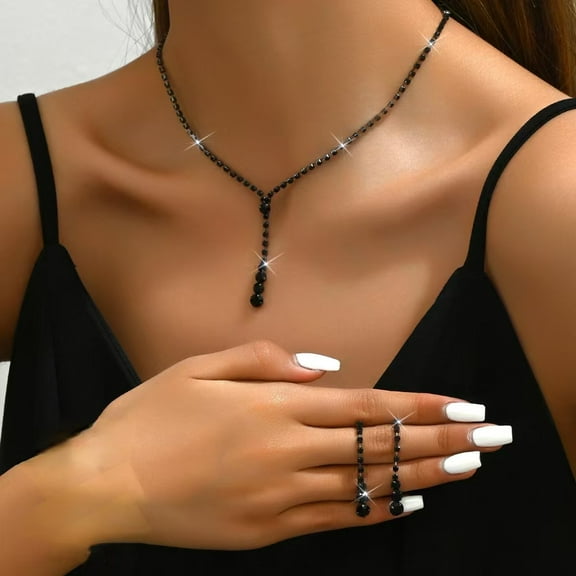 Sdmsng-T Rhinestone Bridal Jewelry Sets for Women Crystal Necklace Earrings Bracelet Jewelry Sets for Wedding Bridal Bridesmaid Gifts Evening Party Prom Jewelry Set