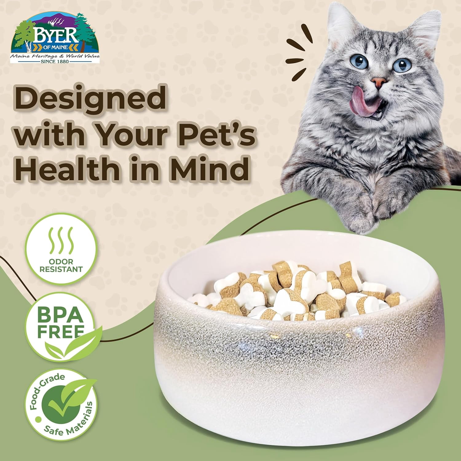 JFTER Pet Bowl – High-Fired Porcelain Stoneware, Food-Grade Safe, Dishwasher Safe, Non-Slip Dog Bowl for Large Breeds in Biscuit