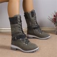 thumbnail image 4 of EKVAHL Women's Mid‑Calf Winter Boots, Non‑Slip Faux Suede Lace‑Up Boots, Block Heel Casual Walking Shoes For Cold Weather Green, 4 of 5