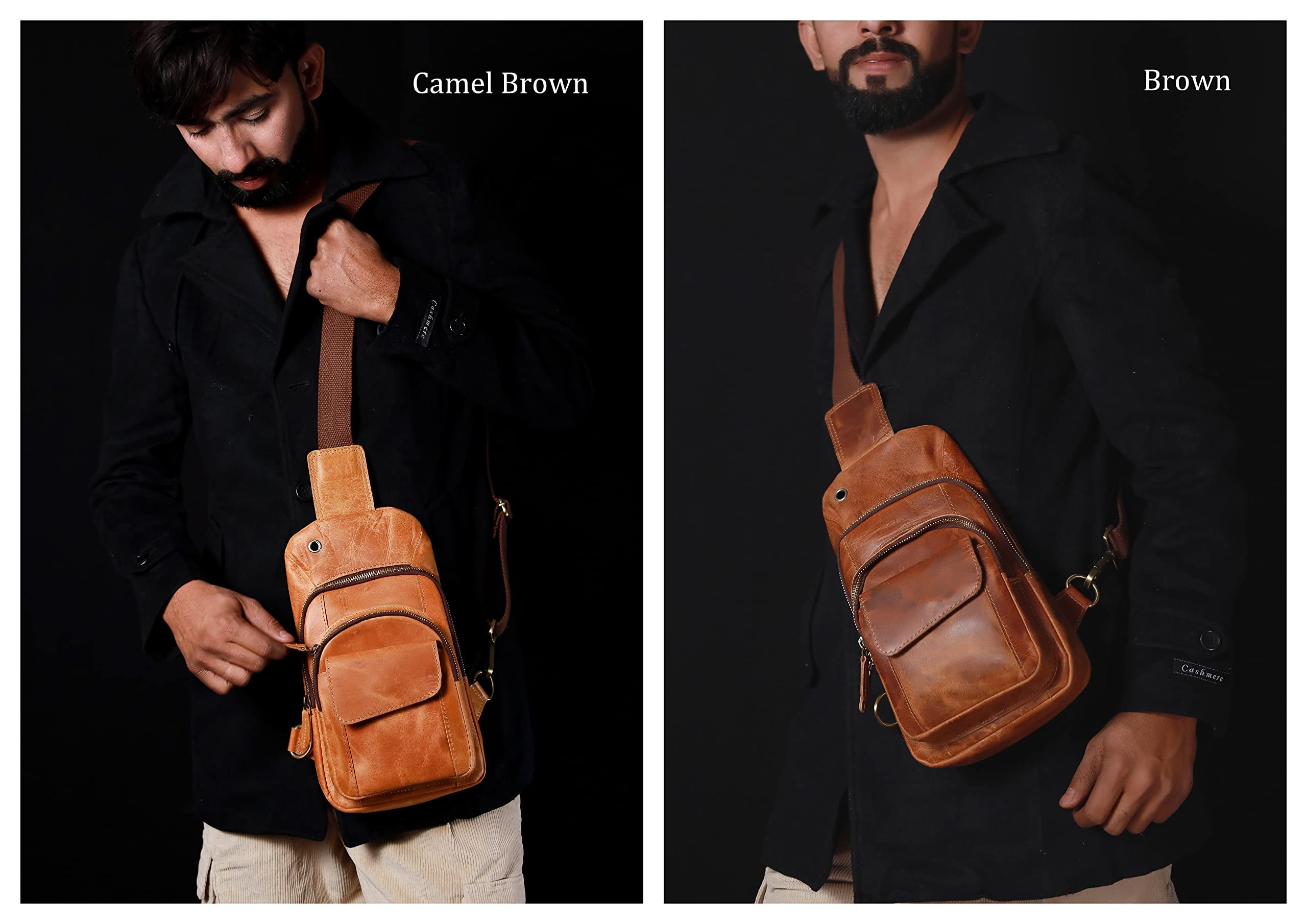 Large Buffalo Leather Travel Hiking Crossbody Backpack Adjustable Strap Leather backpack rucksack laptop bag for women and men  main image 3