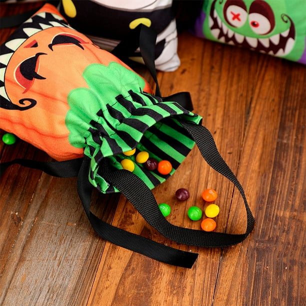 4 bolsas decorativas para niños, portátiles, para pedir azúcar, calabaza, bolsa de regalo con diseño de escena, accesorios para disfraces, bolsa de mano