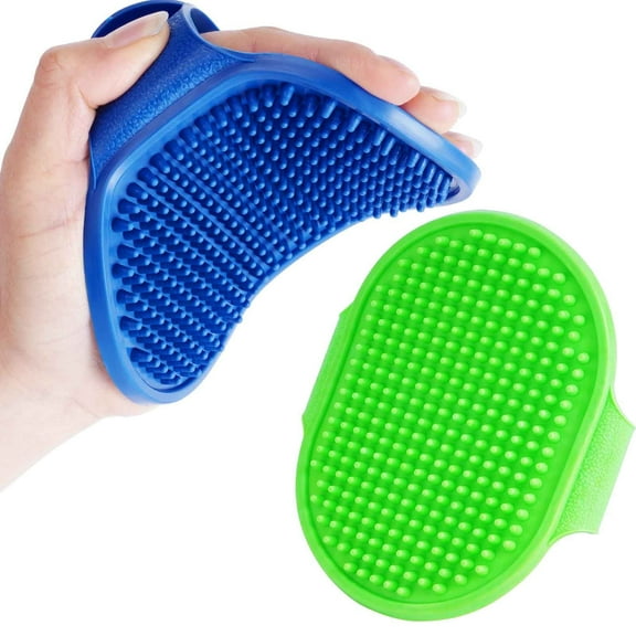 Brillirare 2 Pack Dog Grooming Brush, Premium Soft Silicone Pet Bath Brushes with Adjustable Handle, Shampoo Soothing Comb for Wet Dry Long Short Haired Dogs & Cats Massaging, Deshedding