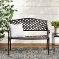 thumbnail image 5 of Spencer Cast Aluminum Outdoor Bench with Basket-Weave Seat & Scroll Arms - Antique Copper Finish, Weather-Resistant Patio Furniture for Garden or Porch, Low-Maintenance Two-Seater, 5 of 9