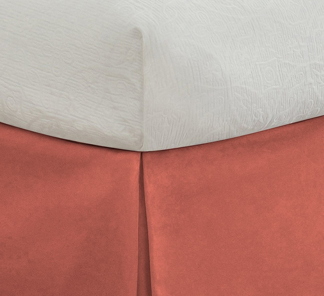 D.N.G. BEDDINGS 1 Piece Split Corner Tailored Bed Skirt, 21 Inch Deep Pocket, 800 Thread Cotton 100% Egyptian Cotton, King Size (76" x 80") Inch, Solid Brick Red