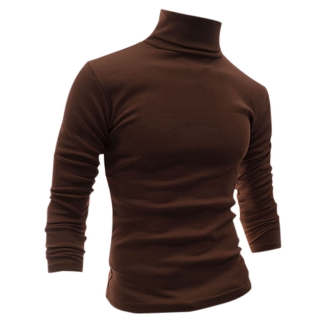 INSPIRE CHIC Chandails pour Hommes, Chandail à Col Roulé, Manches Longues, Extensible, Coupe Ajustée, Hauts 50 Brun