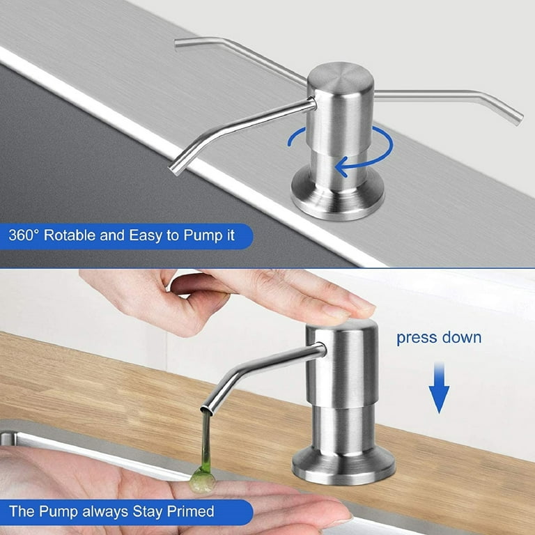 Soap Dispenser for Kitchen Sink(Brushed Nickel),Stainless Steel Countertop  Dish Soap Dispenser Pump with Extension Tube kit