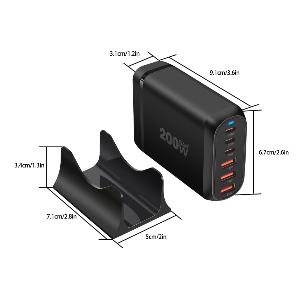6Port Charging Hub USB C Fasts Charger Block for Quick Charging Wall Charger USB C Charging Hub for Various Devices