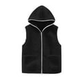 thumbnail image 4 of Hueook Puffer Vests for Women Pocket Coat Short Jacket Winter Sleeveless Fleece Button Solid Hooded Outerwear Black S, 4 of 6