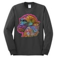 thumbnail image 3 of Colorful Neon Gorilla | Dean Russo Art Animal Lover Mens Long Sleeve Shirt, Charcoal, Medium, 3 of 6