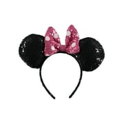 Minnie Mouse Ears Headband, Pink and White Polka Dot Bow