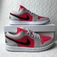 thumbnail image 2 of Ni - ke Ni - ke Air Jordan 1 Low Shoes Women’s SZ 12 Light Iron Ore Siren Red DC0774-060, 2 of 5