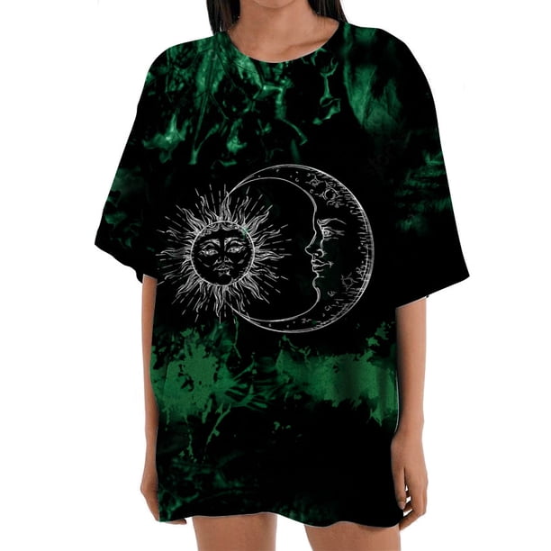 Tops Retro Para Hombres Y Mujeres Vintage Drop Manga Corta Patrón Estampado Casual Manga Corta Gradiente Tie-Dye Estampado Blusa Odeerbi ODB180206
