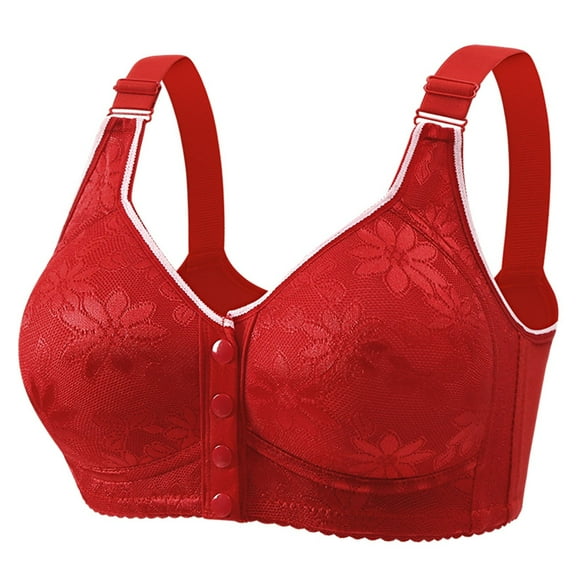 GDREDA Women's Wireless Bra Women's Comfortable And Sexy Transparent Shoulder Strap Cordless Backless Spongeless With Convertible Shoulder Straps Red,40