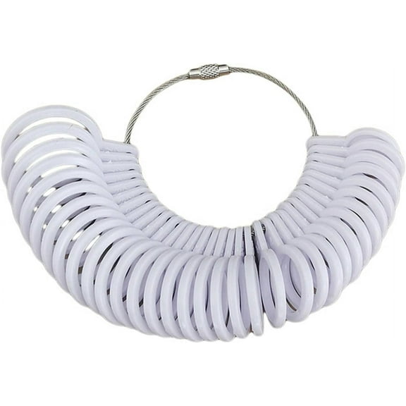Jewelry Sizers Finger Ring Sizing Measuring Tool Ring Sizer Gauge Set Circle Models with Plastic Ring Sizer Belt,white