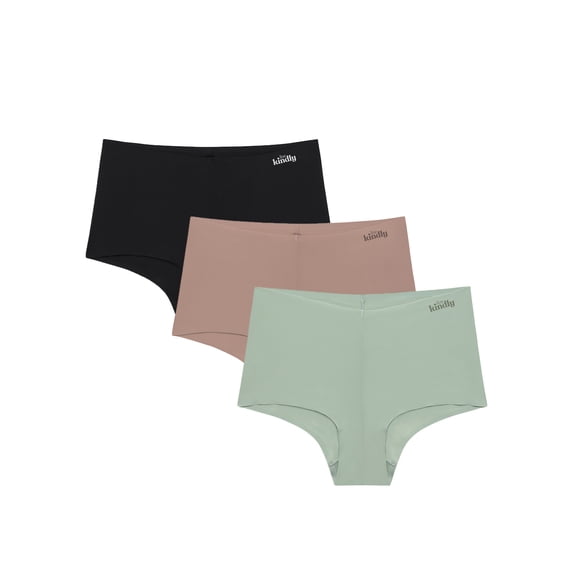 Kindly Yours Women’s So Comfy Bonded No-Show Boyshort Underwear, 3-Pack, Sizes XS-XXXL