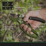 EZ Kut Heavy Duty Pruning Shears Green - with Ratcheting Action Great Garden Hand Tool Clippers Gardening pruners arthritis tools Ratcheting Anvil Hand Pruner Pruning Shears Heavy Duty Since 1988