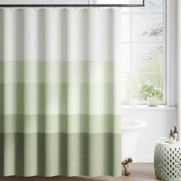 Ombre Cloudy Grey Striped Shower Curtain Waterproof Fabric Shower Curtains for Bathroom Gradual Color Minimalist Design Modern Neutral Luxury Shower Curtain Set with 12 Hooks 72x72 inches