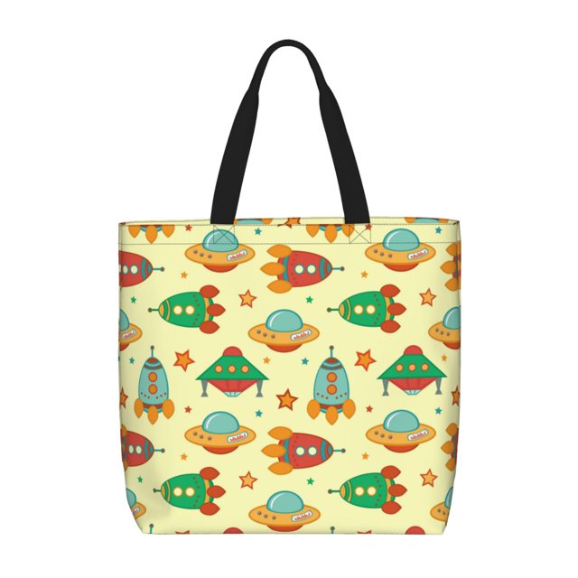 Disketp Colorful Outer Space Bolsa Tote de Lona para Mujer, Bolso de Hombro y Cruzado con Cierre de Cremallera