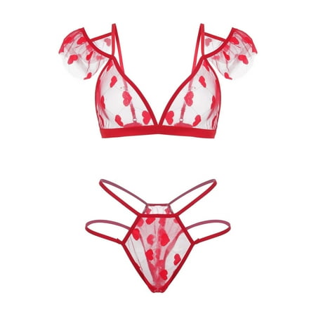 

Intimates Women Love Lace Lingerie Underwear Sleepwear G-string Pajamas Thong Polyester no underwire sports bra Red