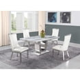 thumbnail image 4 of White Marble 5pc Dining Set with Silver Stainless Steel and 4 Chairs, 4 of 4