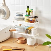 Expandable Stacking Cabinet Shelf Rack – Versatile Folding Stackable Organizer for Kitchen Pantry Countertop Plate and Dish Storage Solutions