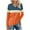 Orange, variant on Annhoo Long Sleeve Shirts for Women Plus Size V Neck Color Block Tops Fall Casual Loose Blouses Tees