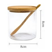 Queentrade 300ML/10Oz Clear Glass Jar with Bamboo Lid and Wooden Spoon