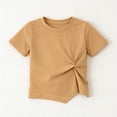 thumbnail image 4 of T-Shirt pour Filles à Manches Courtes, Col Rond, en Couleurs Unies, Haut Doux et Respirant 100 % Polyester pour le Printemps et l'Été, Tenue Décontractée, 4 of 6