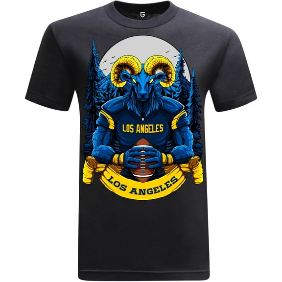 Game Garment Football Team Fan Sports Short Sleeve Crewneck Mens T-Shirts - Football Graphic Tees Men - Los Angeles Black XS-3XL