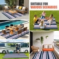 thumbnail image 4 of Navy Blue Purple Striped Outdoor Rug for Patio/Deck/Porch, Non-Slip Large Area Rug 4 x 6 Ft, Gradient Horizontal Lines Indoor Outdoor Rugs Washable Area Rugs, Reversible Camping Rug Carpet Runner, 4 of 8
