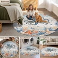thumbnail image 5 of Octopus Coastal Round Area Rug 3.3Ft Washable Circle Rugs for Dining Room Table, Summer Beach Coral Starfish Blue Grey Non-Slip Carpet Floor Mats Indoor Outdoor Carpet Runner Aesthetic Home Decor, 5 of 8