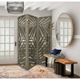 thumbnail image 3 of Sg-363 Tropical Leaf Design 3 Panel Wooden Papete Screen Room Divider - Grey, 3 of 4