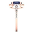 thumbnail image 3 of 2.27 ct Oval Cut Simulated Blue Sapphire Solitaire with Accents Engagement Ring for Women in 18K Rose Gold, 3 of 5