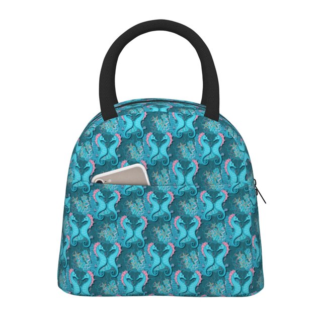 Fotbe Seahorse Bolsa de Almuerzo con Estampado, Lonchera Aislada, Contenedor de Comida Reutilizable Tipo Cooler a Prueba de Fugas