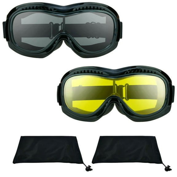 Bikershades Fit-over RX Glasses Smoke & Yellow Goggles Prescription for Motorcycle Riding