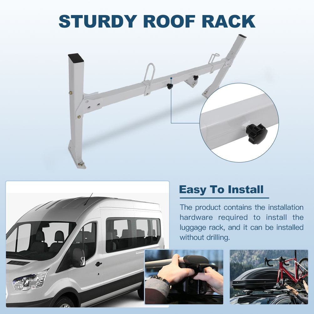ECCPP For Chevy Express GMC Van 2 bar Ladder Roof Racks Steel White Rack cross bars