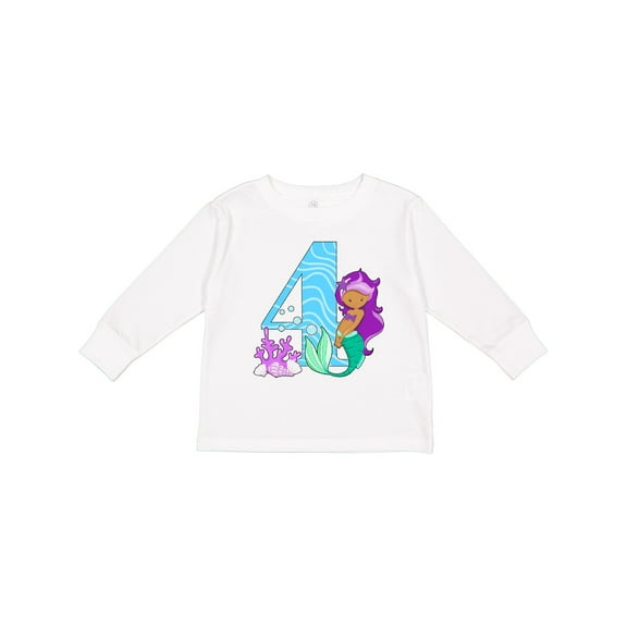 Inktastic Fourth Birthday Mermaid Girls Long Sleeve Toddler T-Shirt