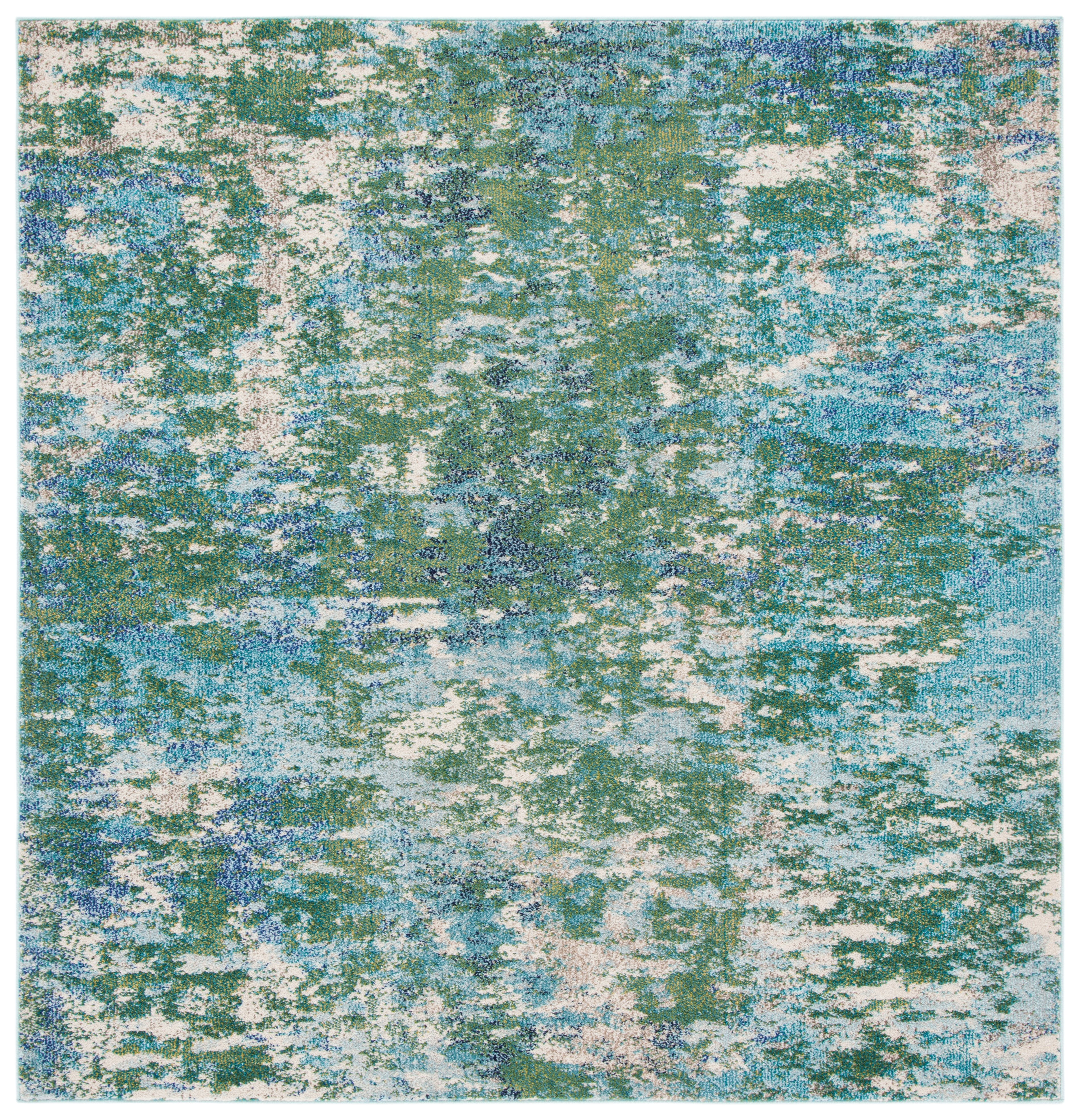 Safavieh Madison Flowers Abstract Area Rug, Green/Turquoise, 5' x 5' Square