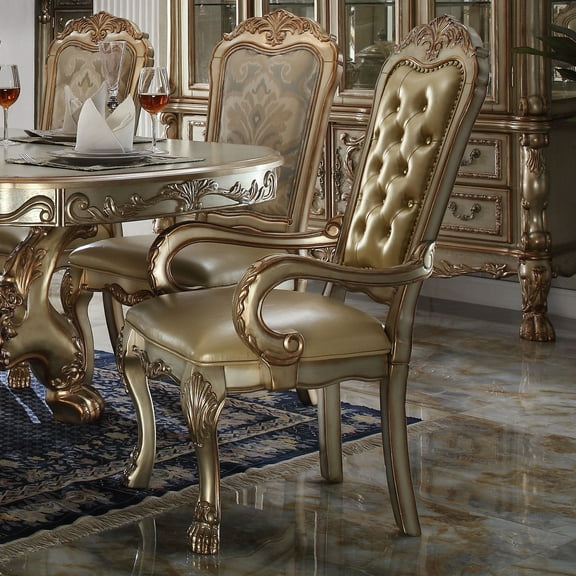 Newboti Furniture Bone And Gold Patina Padded Side Chair (Set Of 2) 0924