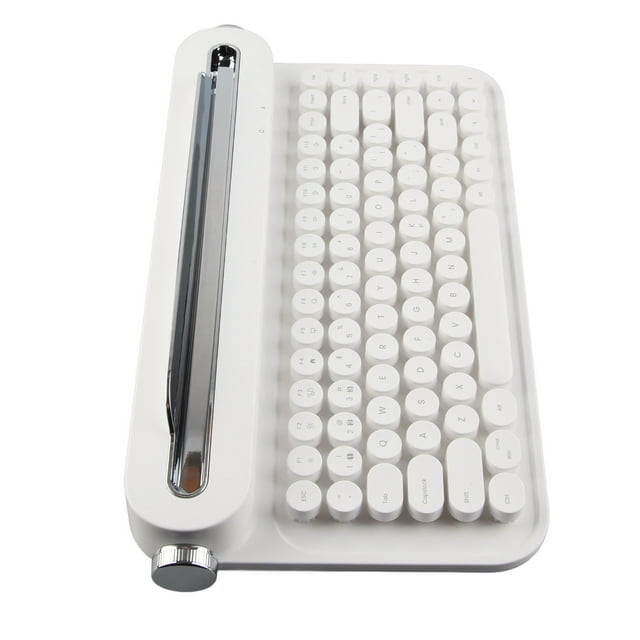 Clavier pour Machine à Écrire Sans Fil, Clavier BT Vintage 86 Touches avec Support Intégré, Clavier Rétro Esthétique Sans Fil avec Mignons Touches Rondes pour Appareils Multiples