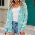 thumbnail image 5 of HAPIMO Womens Sweaters Fall Fashion Long Sleeve Knit Cardigan Button V-Neck Casual Jumper Pullover Sweaters for Women Green L, 5 of 9