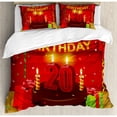 thumbnail image 3 of 20th Birthday Duvet Cover Set Twin Size, Happy Birthday Party Curtains Boxes and Flags on the Red Colored Backdrop, Decorative 2 Piece Bedding Set with 1 Pillow Sham, Multicolor, by Ambesonne, 3 of 3