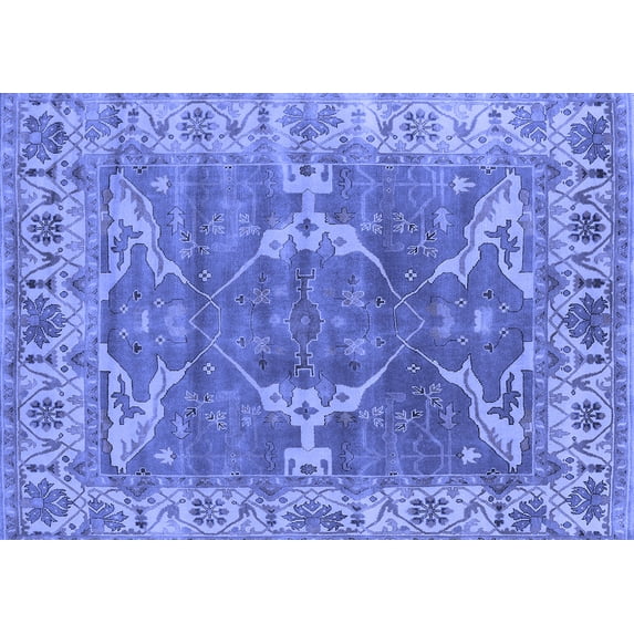 Ahgly Company Machine Washable Indoor Rectangle Oriental Blue Industrial Area Rugs, 5' x 8'